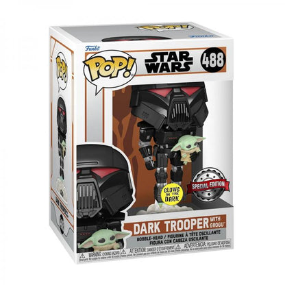 Funko Pop ! Star Wars - Dark Trooper With Grogu (488) Special Edition Glow Dark
