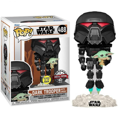 Funko Pop ! Star Wars - Dark Trooper With Grogu (488) Special Edition Glow Dark