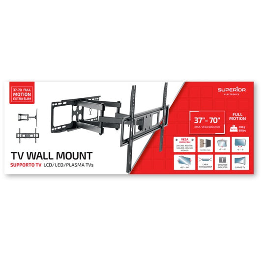 Superior Staffa Tv Smart 37"-80" Pollici Supporto A Parete Full Motion Slim 40Kg