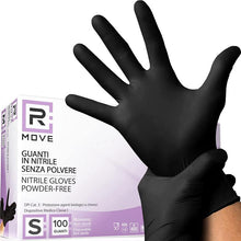 100 Guanti Monouso Nitrile Neri No Polvere Ipoallergenici Alimenti Estetica S