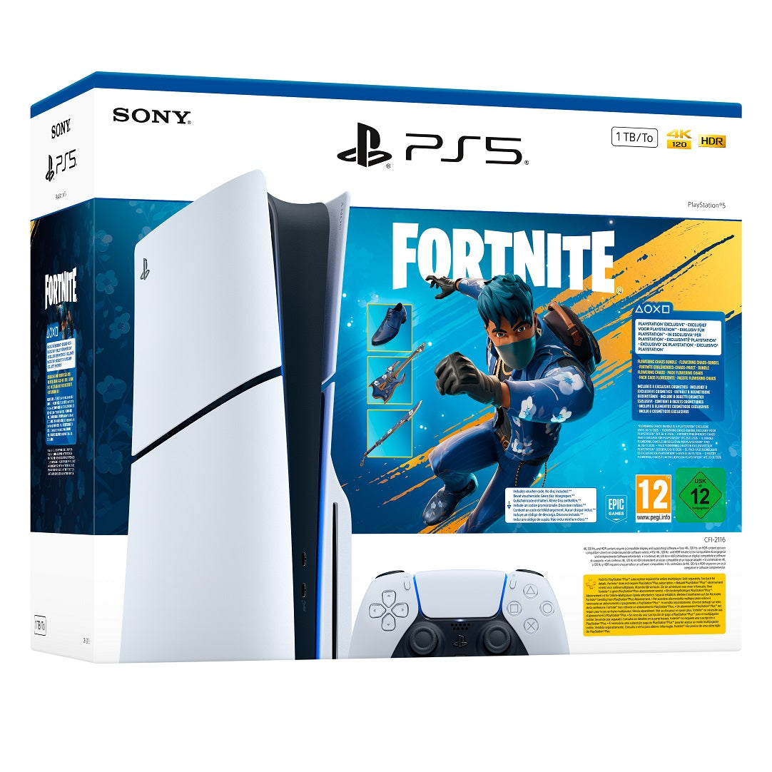 Sony Playstation 5 Ps5 Slim Disc D-Chassis Console Versione Disco + Fortnite VCR