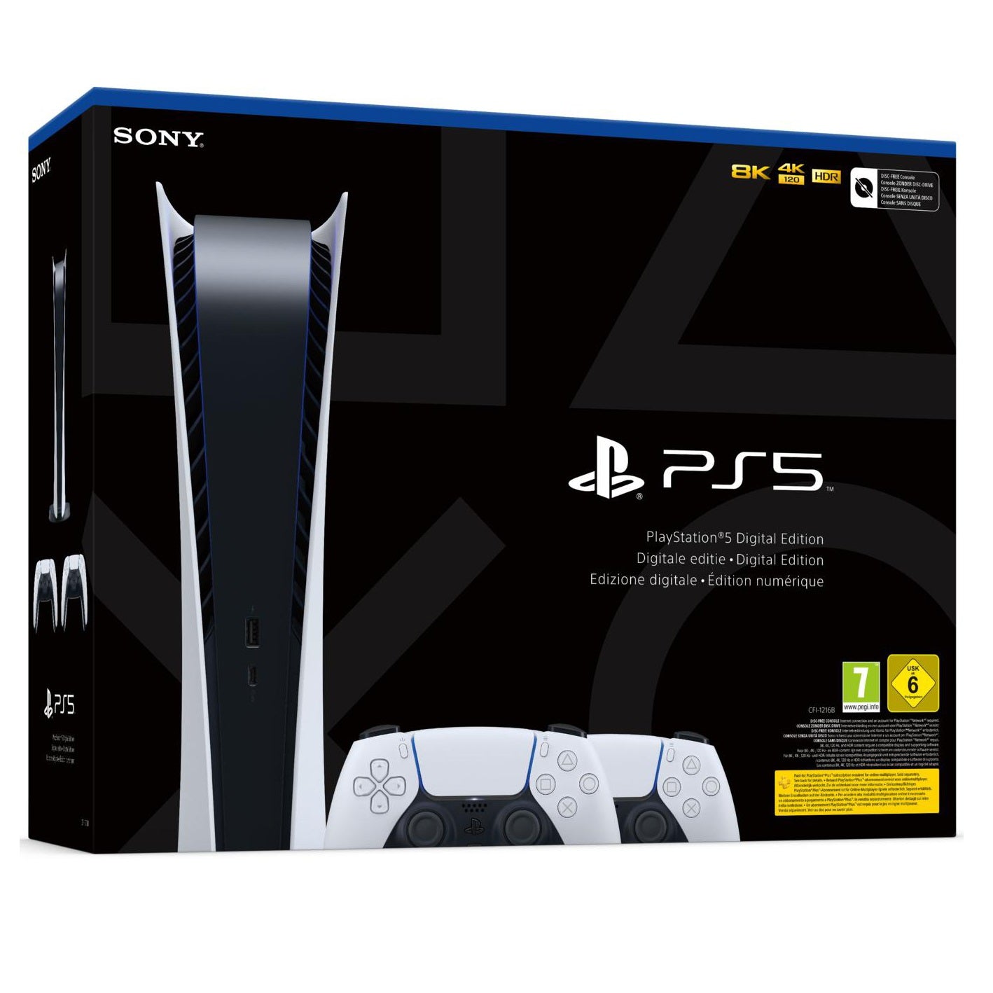 Sony Console Playstation 5 Digital Slim White 1Tb Digitale Ps5 + 2 Dualsense