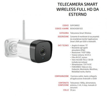 Superior Security Telecamera Wifi Da Esterno Ip66 Hd Ip Alexa Google Smartlife