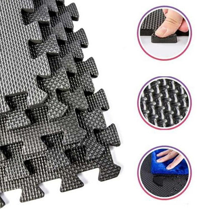 10PZ TAPPETO PUZZLE TAPPETINO FITNESS PALESTRA MULTIUSO GOMMA SCHIUMA 30X30 NERO