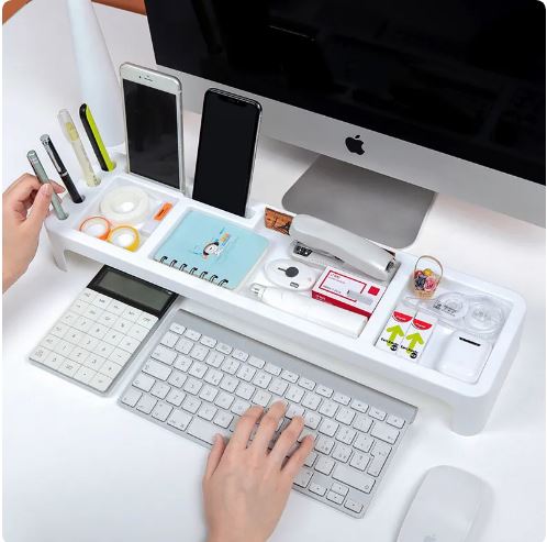 Organizzatore Da Tavolo Scrivania Rack Portaoggetti Organizer Tastiera Computer
