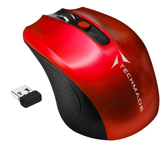 Techmade Mouse Ottico Wireless Usb Rosso Tm-Xj30-Red Ambidestro Windows