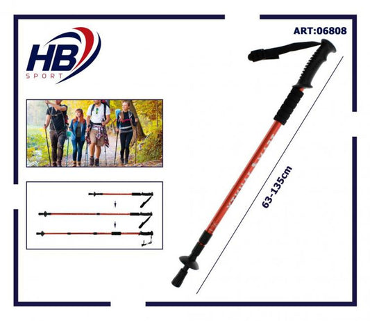 BASTONE DA TREKKING METALLO TELESCOPICO 63-135CM REGOLABILE ESCURSIONI PASSEGGIO