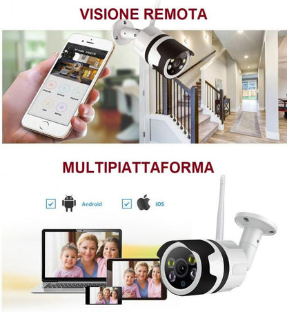 Telecamera Ip Da Esterno/Interno Wifi Cloud Sd Card Visione Notturna A Colori