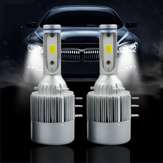 COPPIA LAMPADE AUTO MOTO C6 H15 LED 7600L 72W 6000K BIANCO FREDDO FARI LAMPADINE