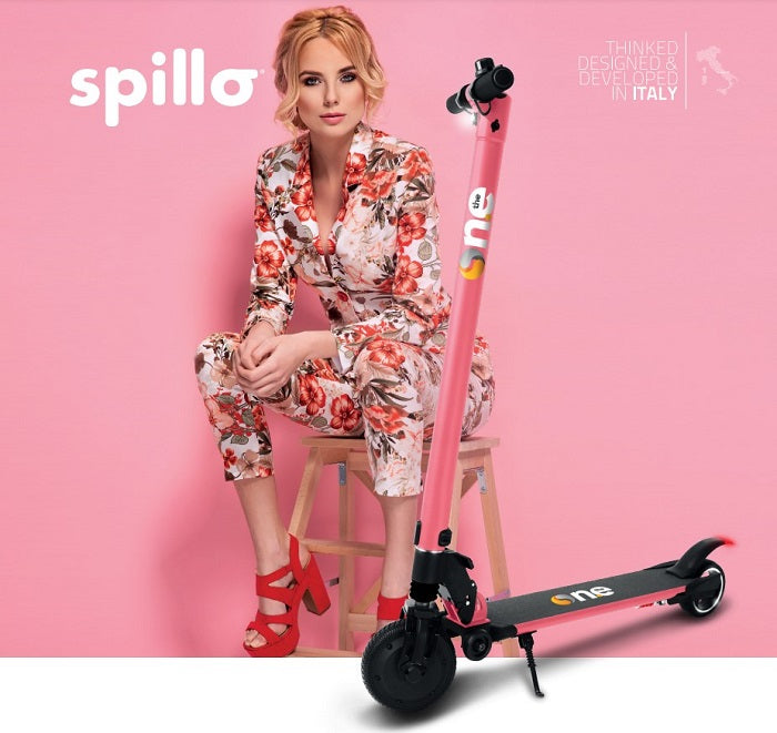 The One - Spillo Monopattino Scooter Elettrico 250W Pieghevole Bluetooth Rosa