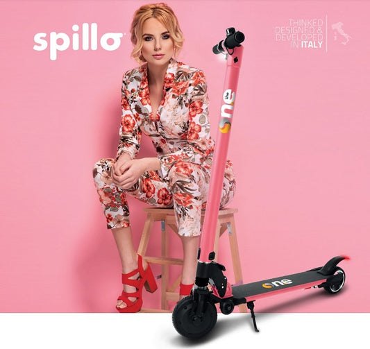 The One - Spillo Monopattino Scooter Elettrico 250W Pieghevole Bluetooth Rosa