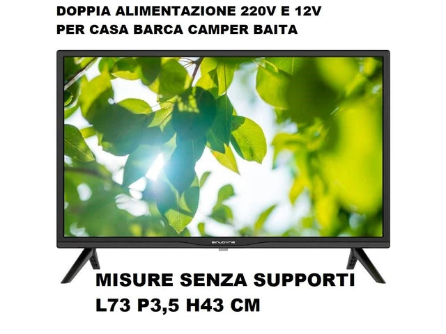 Sinudyne Tv Led 32" Hd Ready Dvb-T2 Nero - Si32a2312hd Camper Barca 220v 12v