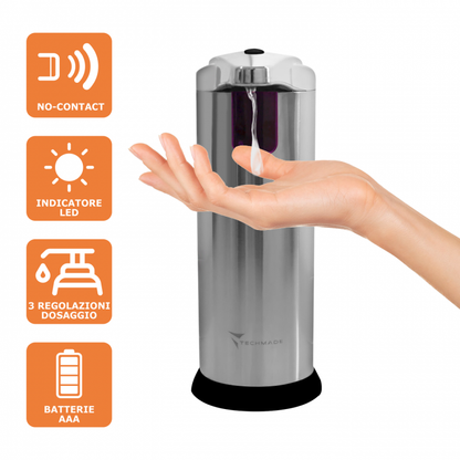 Techmade Dispenser Automatico Per Sapone Liquido Mani Da 250 Ml Con Sensore Ir