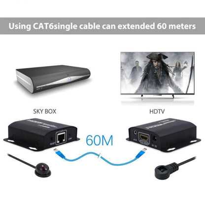 Extender Hdmi 1080P Full Hd 3D Su Cavo Lan Rj45 60 Metri Con Estensore Ir Pc Ps4