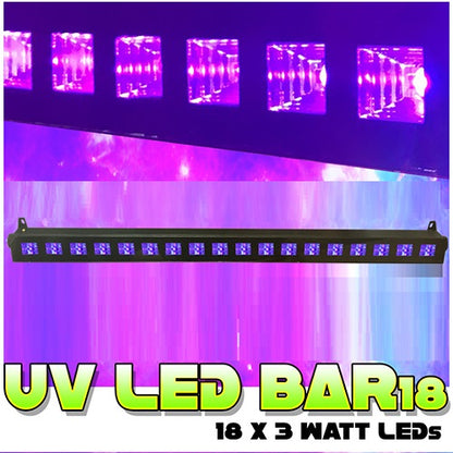 BARRA LED BLACK UV EFFETTO FLUO ULTRAVIOLETTI LUCE VIOLA LAMPADA BAR FARO DISCO