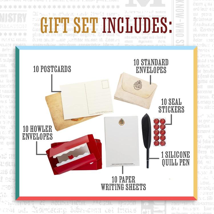 Paladone Harry Potter Set Regalo Di Cancelleria Lettere Con Penna E Accessori