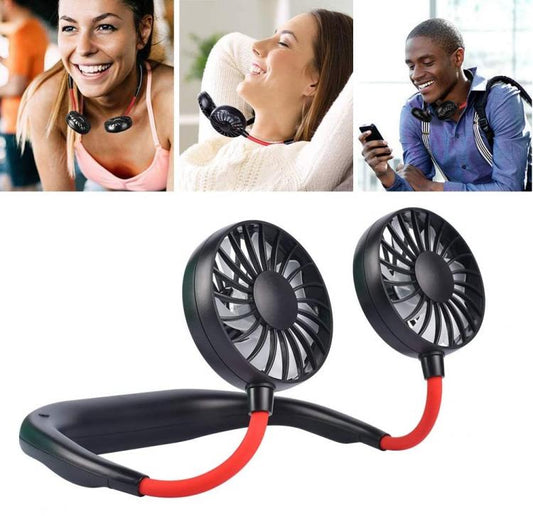 Ventilatore Portatile Usb Ricaricabile Led Collo Sport Tavolo Ufficio Casa Auto