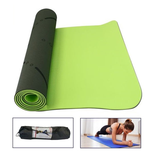 Tappetino Pilates Tappeto Yoga Materassino Fitness Gomma Tpe 6mm Bicolore Verde