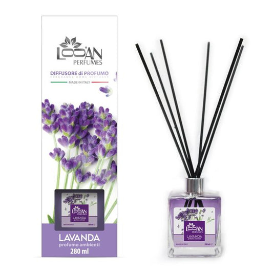 Looan Profumatore Ambiente Con Bastoncini 280Ml Diffusore Profumo Casa Lavanda