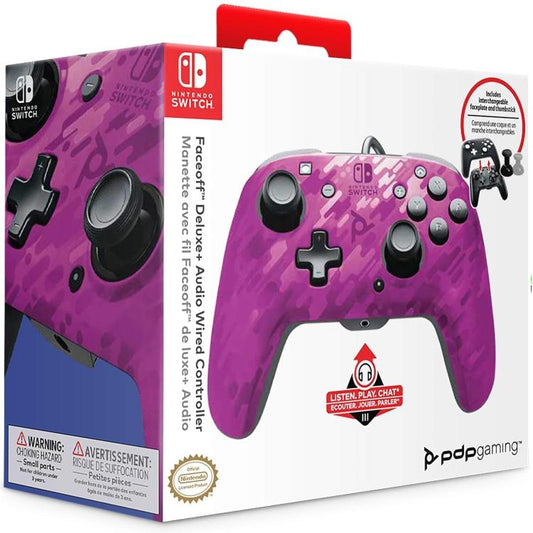 Pdp Controller Wired Nintendo Switch Con Cavo Cablato Faceoff Deluxe Audio Viola