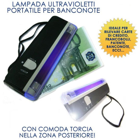 Rilevatore Banconote False Tascabile Lampada Di Wood Uv Ultravioletti Torcia Led