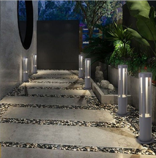 Lampione Giardino Lampada 12W Led Da Esterno Grigio Lampioncino Luce Fredda Es28