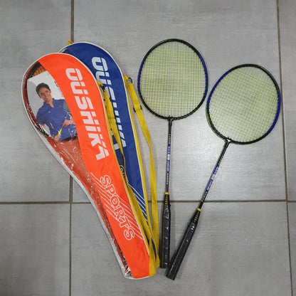 COPPIA RACCHETTE BADMINTON CON CUSTODIA BORSA DA TRASPORTO SPORT COME TENNIS DFH