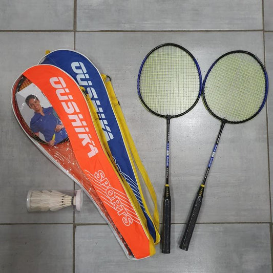 COPPIA RACCHETTE BADMINTON + 3 VOLANI CON CUSTODIA BORSA TRASPORTO TENNIS DFH