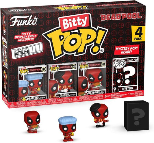 Funko Bitty Pop ! Deadpool Bathtime/Flamengo/Supper Hero 4 Pack Mistery Figure