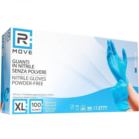 100 Guanti Monouso In Nitrile Blu Senza Polvere/Lattice Uso Medico E Alimenti XL