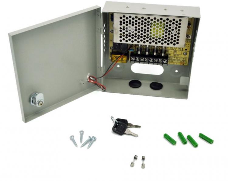 CENTRALINA RACK BOX ALIMENTATORE DC 12v STABILIZZATO 4 CANALI TELECAMERA CCTV