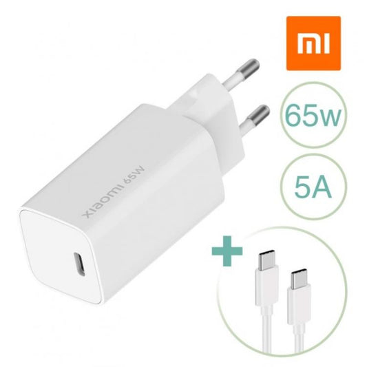 Xiaomi Mi Type-C Fast Charge 65W Gan Tech Caricatore Caricabatterie + Cavo Usb-C