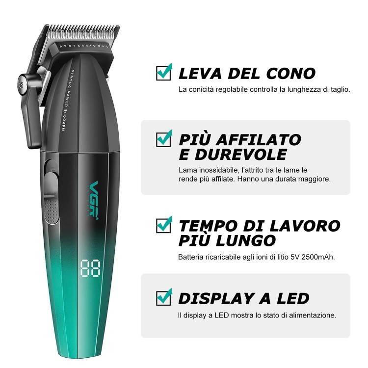 Vgr Salon Series V-003 Tagliacapelli Professionale Rasoio Elettrico Con Display