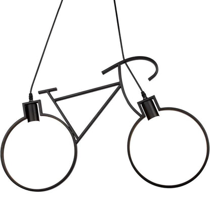 Lampadario A Sospensione A Forma Di Bicicletta In Metallo Nero 2 Attacchi E27