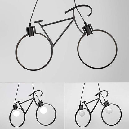 Lampadario A Sospensione A Forma Di Bicicletta In Metallo Nero 2 Attacchi E27