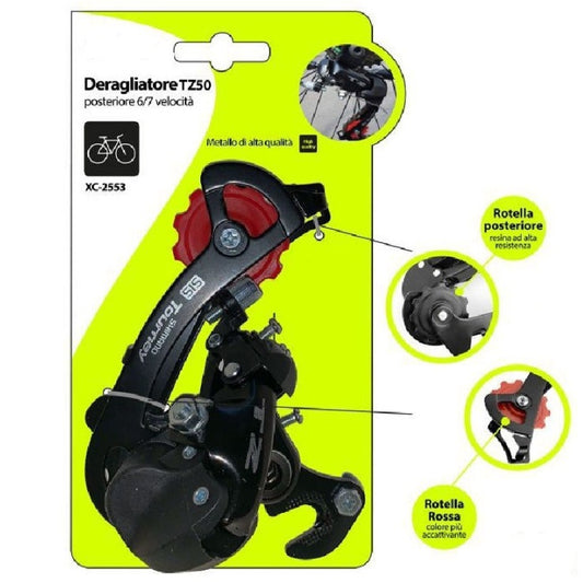 Deragliatore Posteriore Tz50 Bicicletta Per Cambio Shimano Tourney Bici 6/7 Mtb