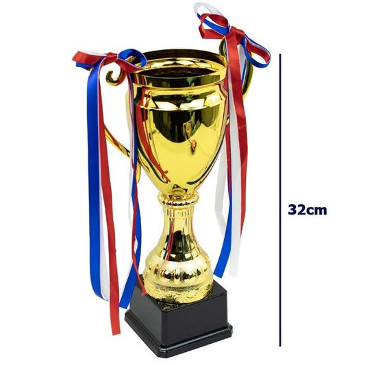 Trofeo Sportivo Oro (Coppa) 32 cm in Resina Dorata idea Regalo per Premiazioni Tornei Calcio, Sport, Tennis, Basket, Padel, Tifosi ecc