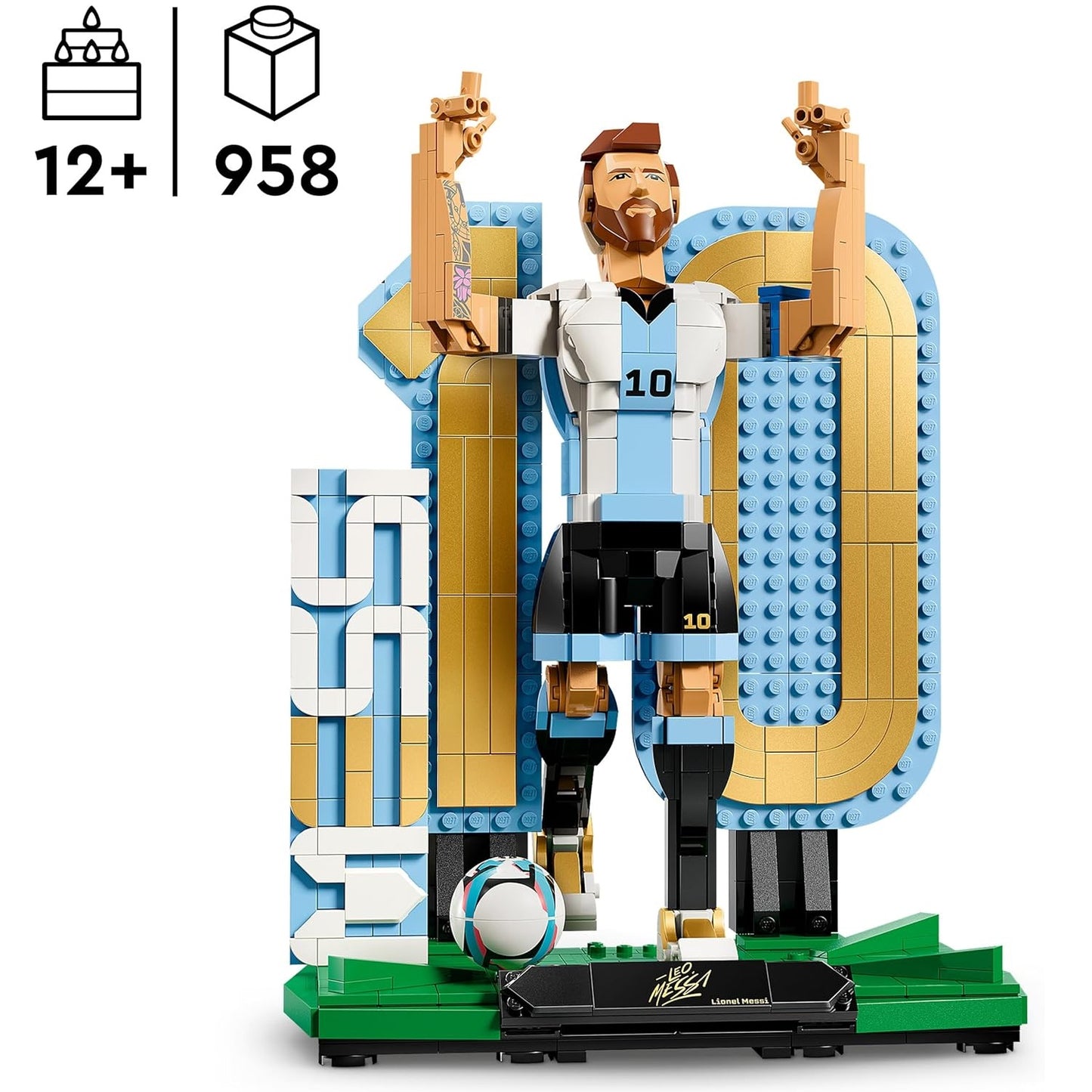 LEGO Editions 43015 (Lionel Messi) Leggenda del Calcio 958 pcs Kit Modellismo con Action Figure 3D da Esposizione - Giocattolo Decorazione Cameretta - Regalo per Bambini e Bambine da 12 Anni e Fan Adulti World Cup 2026