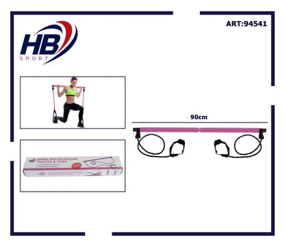 ATTREZZO ELASTICO LONG BARRA RESISTENZA CORDA ESERCIZI BRACCIA PILATES YOGA ROSA