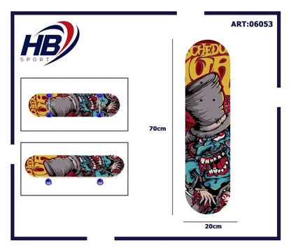 Hb Sport Skateboard Completo Ragazzi/Adulto Unisex Skate In Legno Colorato 70Cm