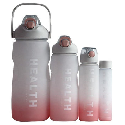 Set 4 Borraccia Sportiva Graduata Motivazionale 3.3L /1.5L/ 0.8L/0.28L con Cannuccia, Set di 4 Bottiglie per Acqua e Bevande, Grande Capacità, senza BPA, Portatile, per Campeggio, Fitness, Sport, Calcio, Pallavolo, Viaggio, Ufficio