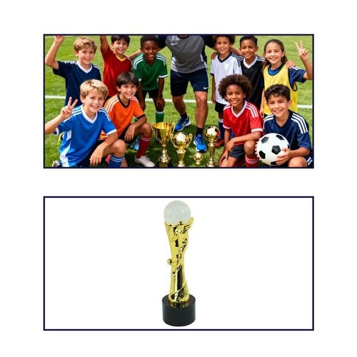 Trofeo Sportivo Oro (Coppa) 31 cm in Resina Dorata idea Regalo per Premiazioni Tornei Calcio, Calcetto, Capocannoniere, Bomber Tifosi ecc