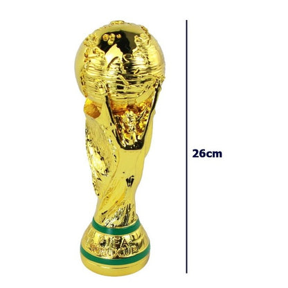 Trofeo Calcio Oro (Coppa del Mondo) 26 cm per Premiazioni Tornei Decorativo in Resina Dorata idea Regalo per Tornei Calcetto o Tifosi Mondiali
