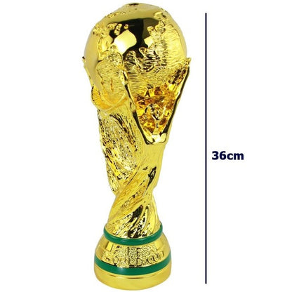 Trofeo Calcio Oro (Coppa del Mondo) 36 cm per Premiazioni Tornei Decorativo in Resina Dorata idea Regalo per Tornei Calcetto o Tifosi Mondiali