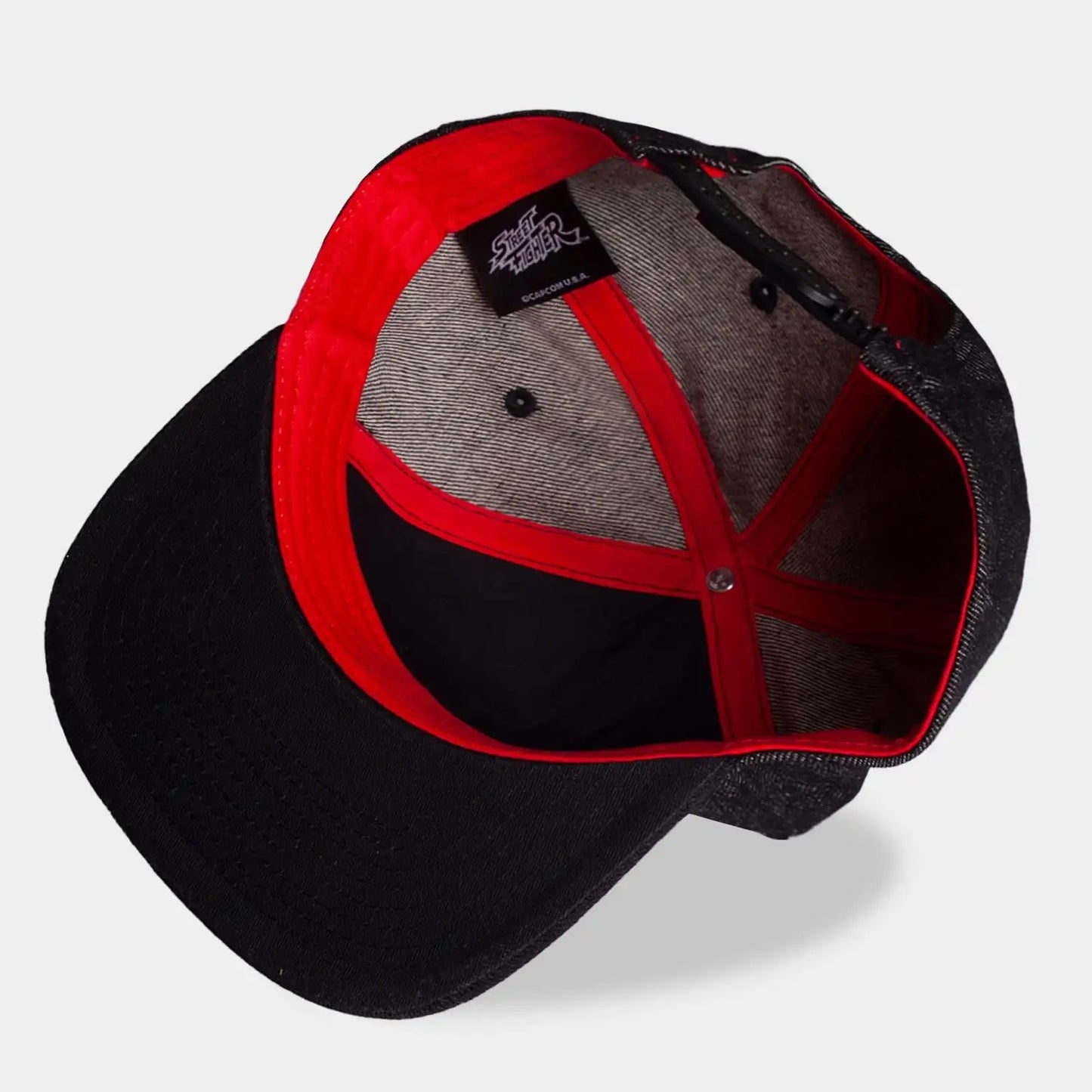 Difuzed - (Street Fighter) Logo Ufficiale Strapback/Snapback - Berretto Effetto Jeans Nero Cappello con Visiera Dritta Cappellino Stile Basket/Baseball Cap