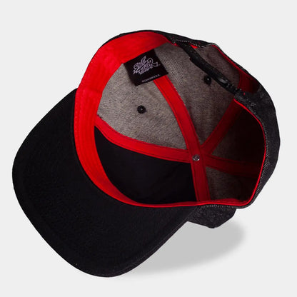 Difuzed - (Street Fighter) Logo Ufficiale Strapback/Snapback - Berretto Effetto Jeans Nero Cappello con Visiera Dritta Cappellino Stile Basket/Baseball Cap