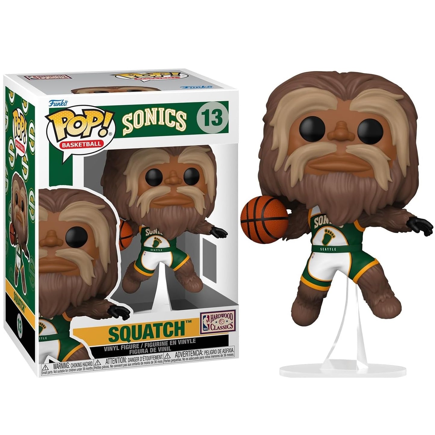 Funko Pop ! Basketball - Nba Mascots - Sonics (13) Squatch - Sasquatch Figure Vinyl 9Cm