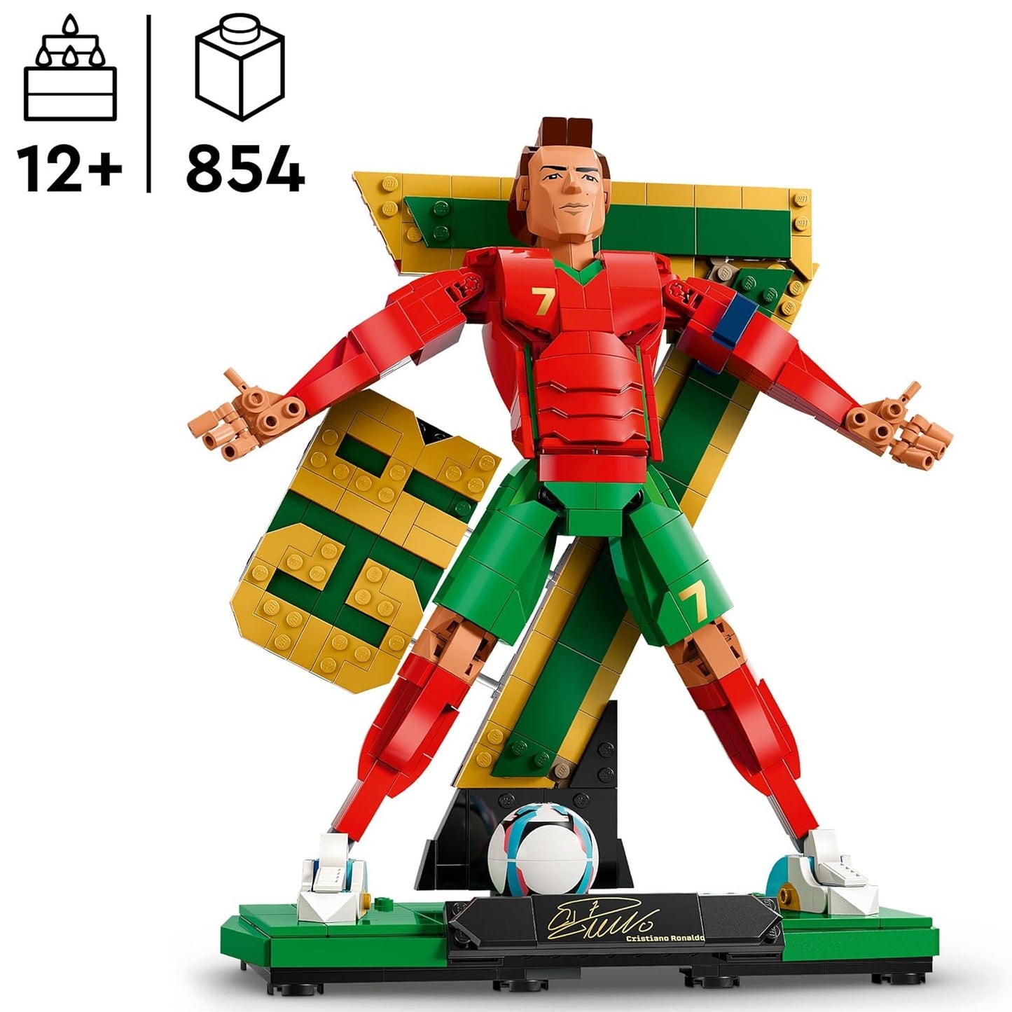 LEGO Editions 43016 (Cristiano Ronaldo) Leggenda del Calcio - 854 pcs Kit Modellismo con Action Figure 3D da Esposizione - Giocattolo Decorazione Cameretta - Regalo per Bambini e Bambine da 12 Anni e Fan Adulti (World Cup 2026)