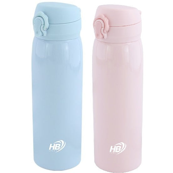 Borraccia Termica Thermos Acciaio Inox Bottiglia 500Ml (24H) Tappo a Scatto con Beccuccio | Rosa / Azzurro