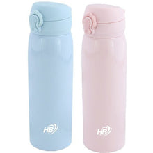 Borraccia Termica Thermos Acciaio Inox Bottiglia 500Ml (24H) Tappo a Scatto con Beccuccio | Rosa / Azzurro
